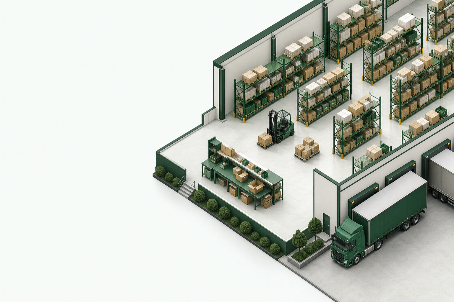 Zona de picking y preparación de pedidos en centro de distribución